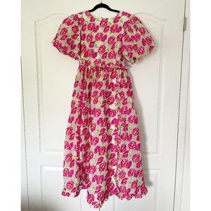 *New* Sister Jane Scallop Shore Jacquard Midi Dress Raspberry Pink (L)